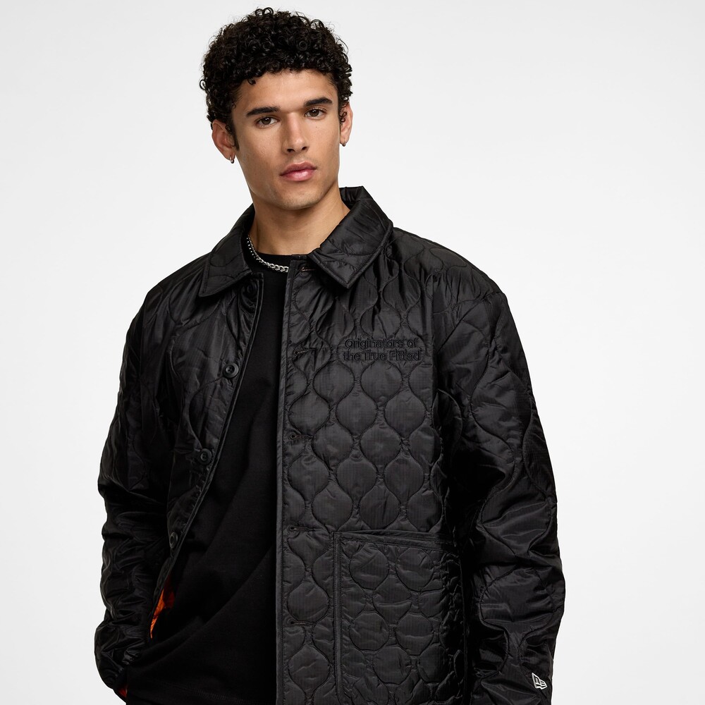 New Era Cap Quilted Button Up Black Jacket - Size L